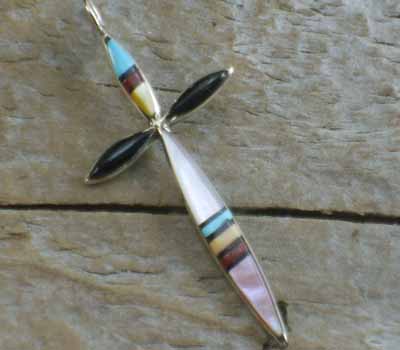Zuni American Indian Pendant- MOP Turquoise Inlay -2